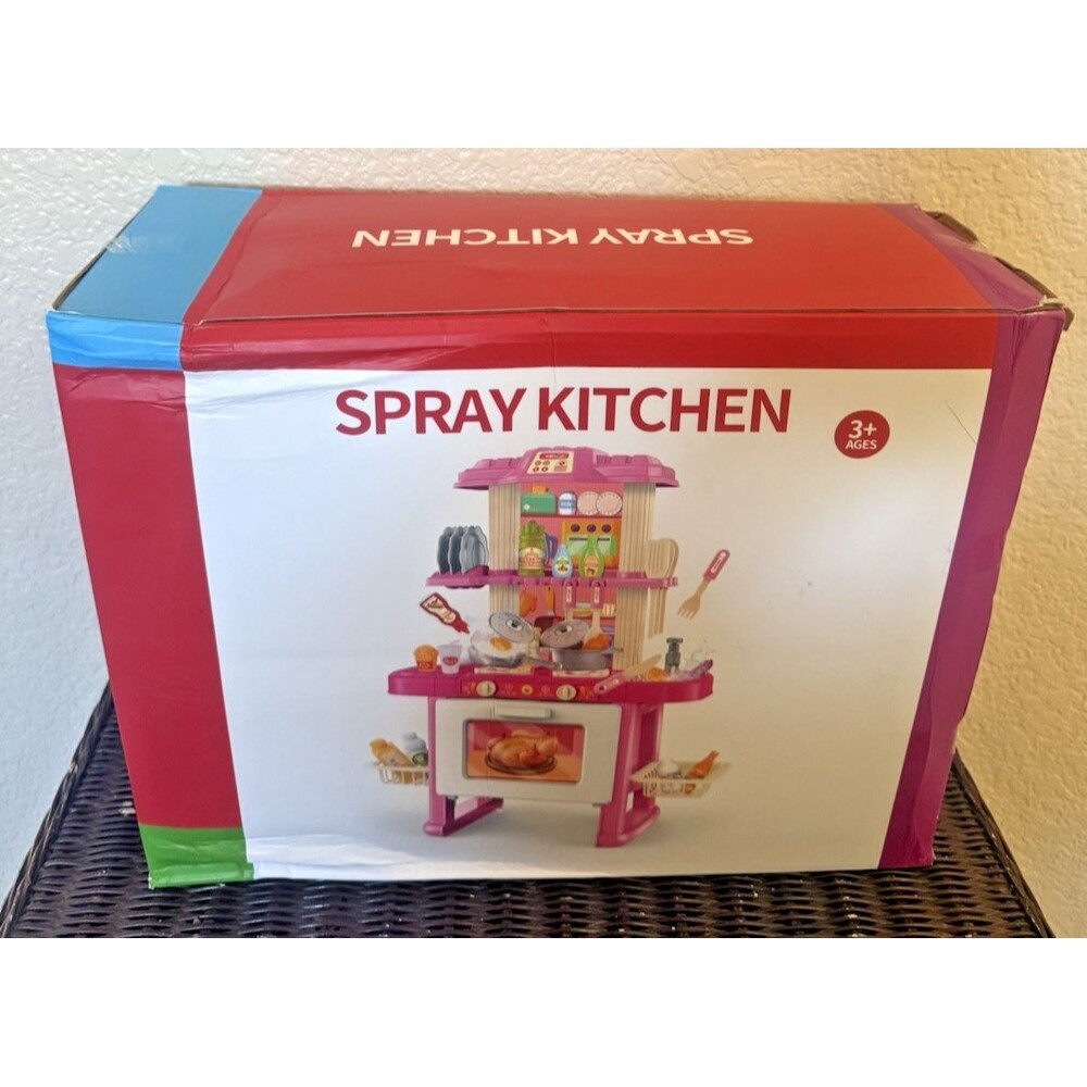 Jukudahu Spray Kitchen Playset Kids Toy W/Pretend Food, Pots & Pans + More NEW